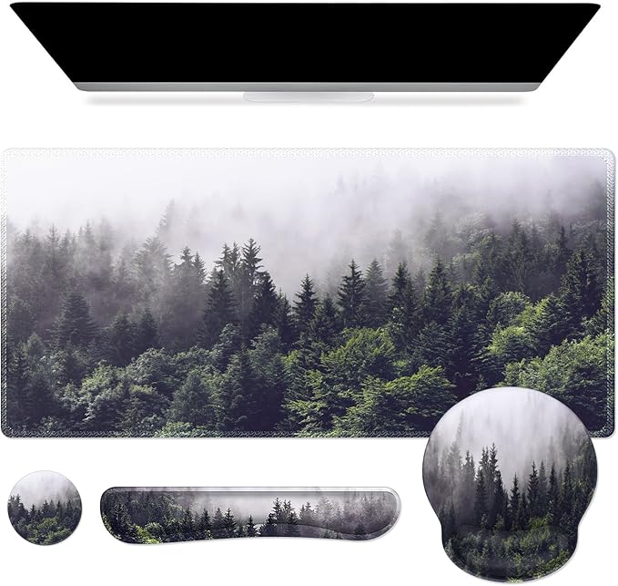 iCasso Desk Mat, Gaming Mouse Pad Wrist Support Set, 4in1 XXL Large Mousepad + by iCasso