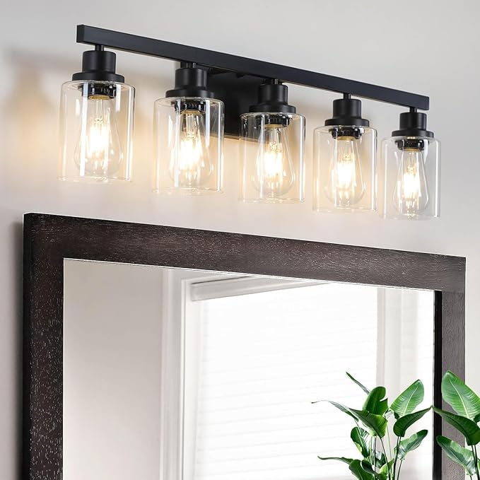DIKAIDA 5-Light Black Bathroom Vanity Light, Modern Vanity Lighting Fixture - Image 9