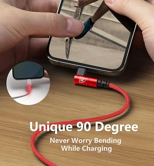 USB C to Lightning Cable 6FT, 90 Degree iPhone Charger Cables 3Pack Fast - Image 7