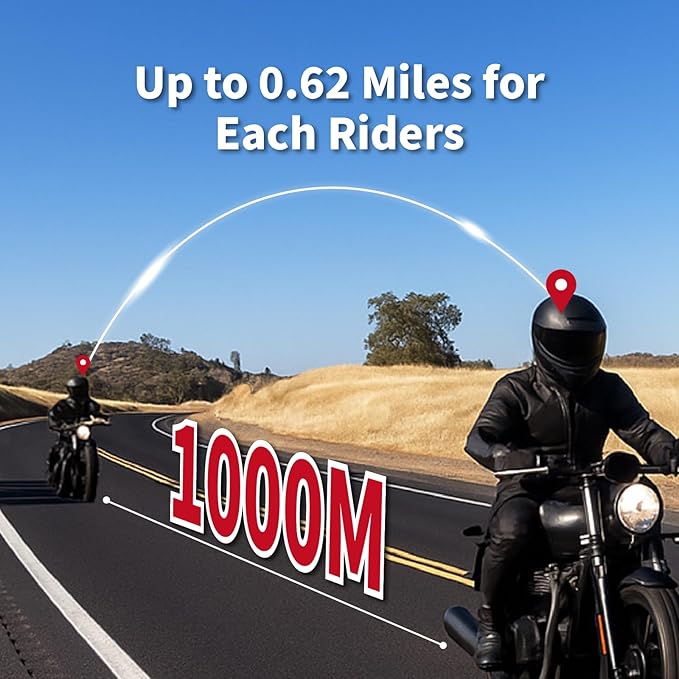 BIKECOMM Salut Motorcycle Helmet Speakers Intercom – 1000M Range Wireless - Image 3