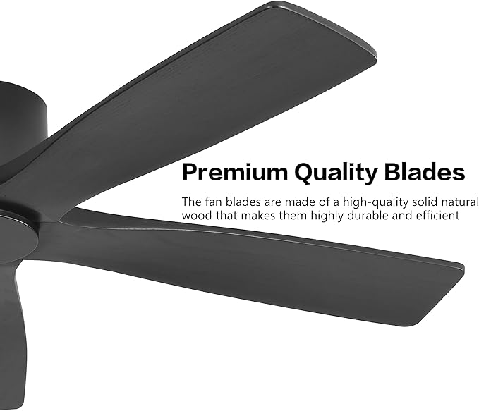 WINGBO 54" Flush Mount DC Ceiling Fans Without Lights, 5 Carved Solid Wood - Image 6