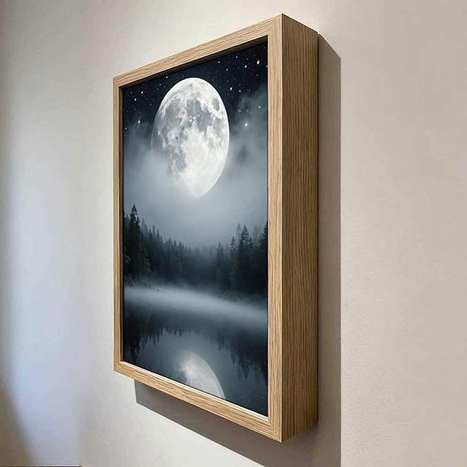 URVIP LED Glowing Photo Frame, 3D Starry-Sky Moon Lake Misty Forest Wall Art - Image 4