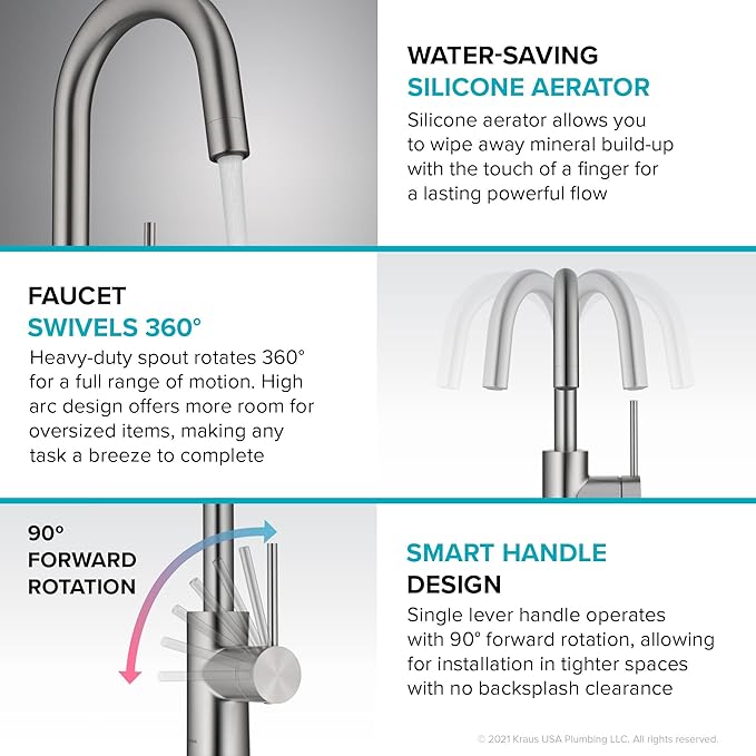KRAUS Oletto Single Handle Kitchen Bar Faucet - Image 3