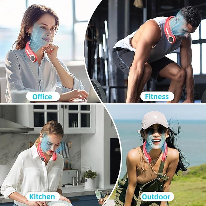 Portable Neck Fan, Hands Free Personal Wearable Bladeless Fan, 6000mAh USB - Image 4