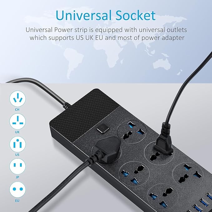 UK to US Plug Adapter, Jumpso Power Strip - Image 3