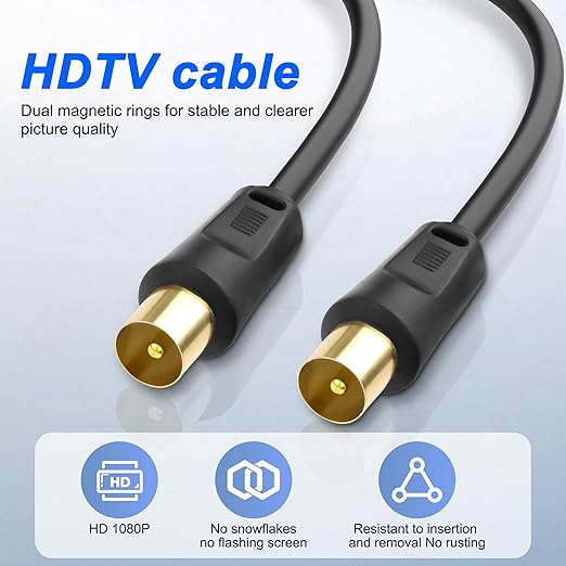 XMSJSIY RG6 Coaxial TV Cable 9.5mm TV Male to Male Adapter Cord w/ 9.5mm TV - Image 3