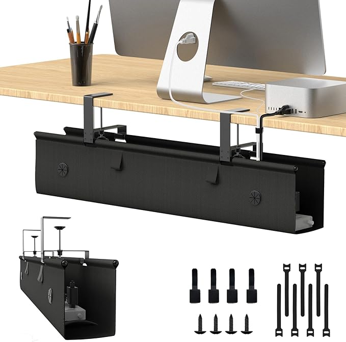 KIGJU Under Desk Cable Management Tray, 30-inch No-Drill Cord Organizer by Unknown