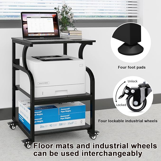 Natwind Large Printer Stand, 3 Tier Rolling Printer Cart - Image 6
