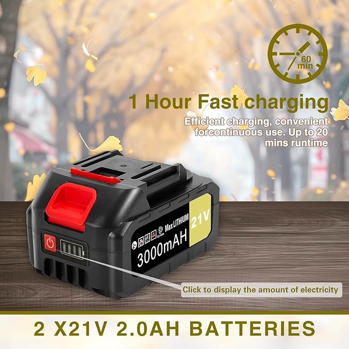 Wgkok Leaf Blower Cordless - 21V 5-Speed Mode Electric Cordless Leaf Blower - Image 2