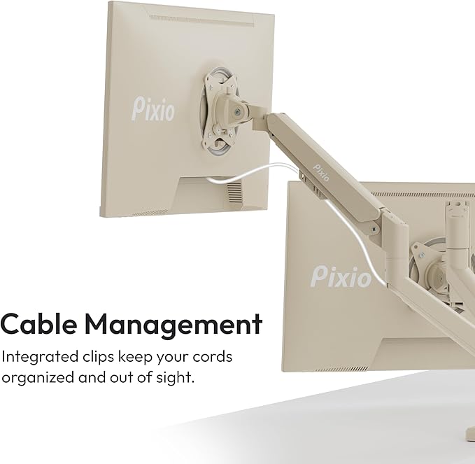 Pixio PS1D Wave Beige Dual Monitor Arm Stand Desk Mount - Image 5