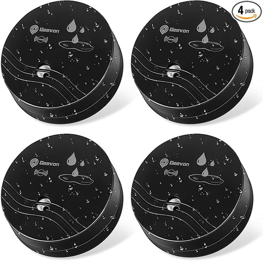 Geevon 4 Pack Water Leak Detectors, 100dB Water Sensor Alarms Flood Detector by GEEVON
