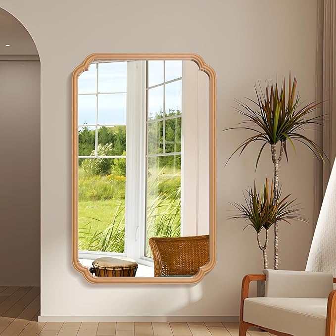 30"x48" Wood Bathroom Mirror for Wall, Large Wood Bathroom Vanity Mirror - Image 3