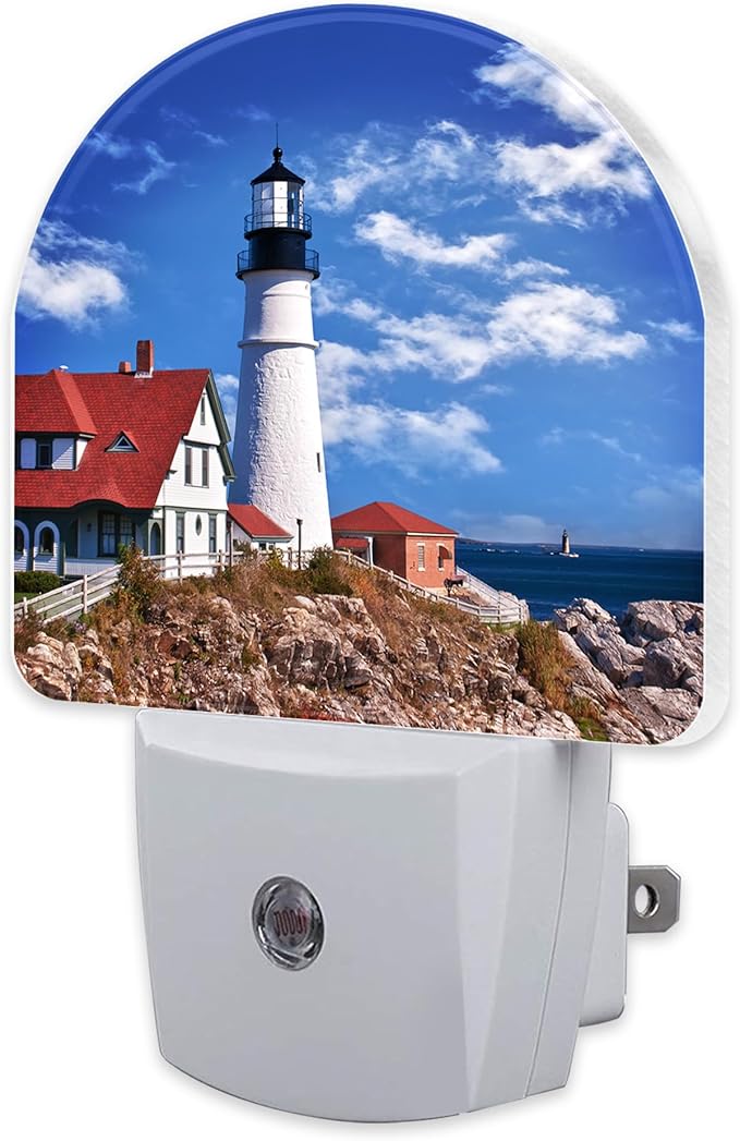 sndheke Beautiful White Lighthouse Night Light Plug into Wall, Ocean Seaside by sndheke
