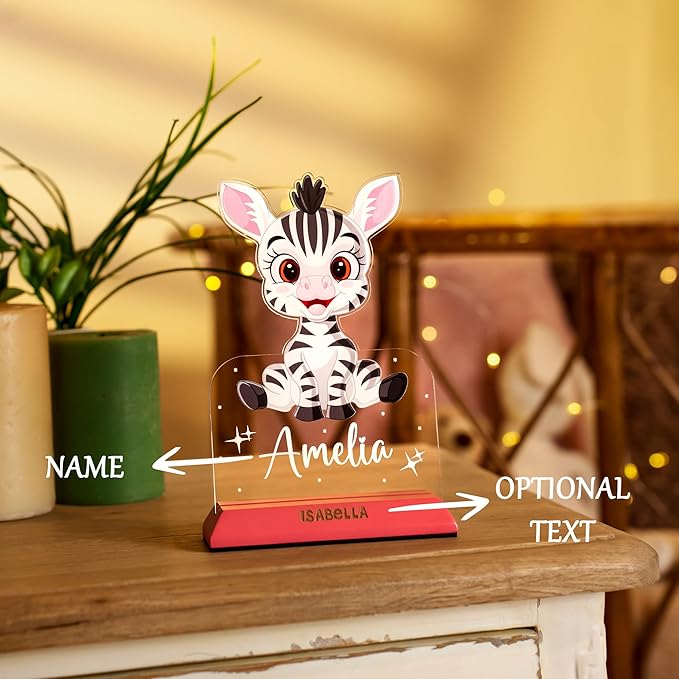 hun concept Personalized Kids Zebra Night Light – Custom Name LED Lamp - Image 8