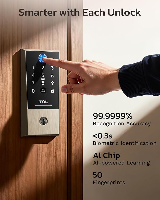 TCL D2 Plus Fingerprint Smart Lock, Wi-Fi Keyless Entry Door Lock, IP55 - Image 6