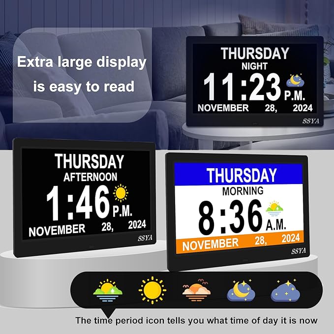 SSYA Dementia Clock for Seniors, Digital Clock - Image 2