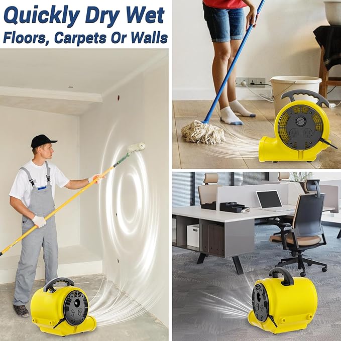 BSMTEK Air Mover Blower Fan, Industrial 1/2HP 2500CFM Monster Floor Blower - Image 6