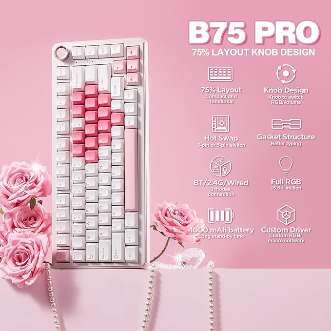 YUNZII B75 PRO Wireless Mechanical Keyboard, 75% Layout - Image 2