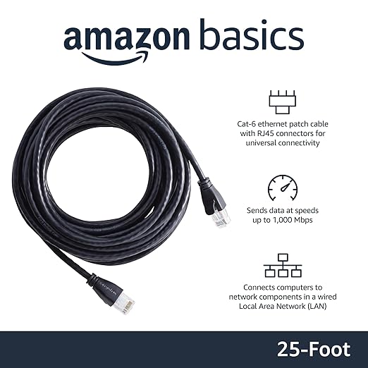 Amazon Basics RJ45 Cat 6 Ethernet Patch Cable, 1Gpbs Transfer Speed, 25 Foot - Image 2