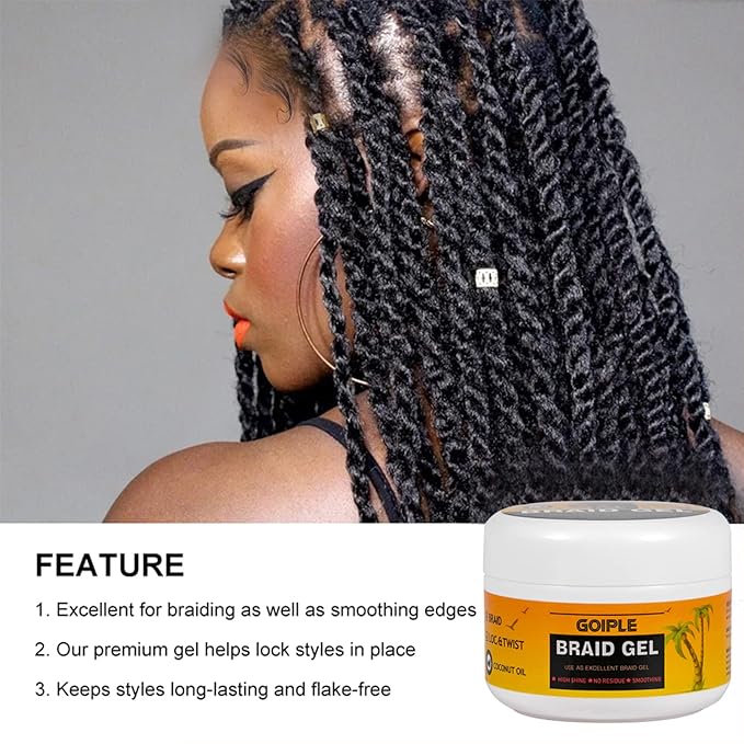 8.8OZ Strong Hold Braiding Gel for Twists, Cornrows - Image 5