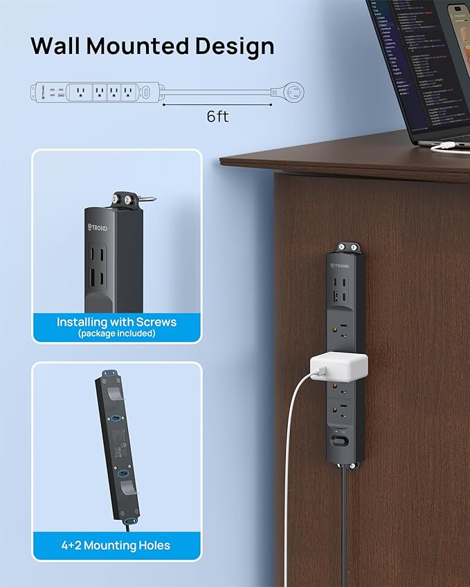 TROND 360° Rotating Plug Surge Protector, Power Strip - Image 5