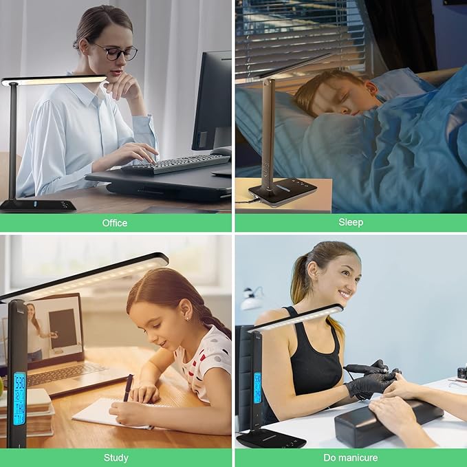 snsok Desk Light with Wireless Charger, USB Charging Port, Dimmable Office Desk - Image 7