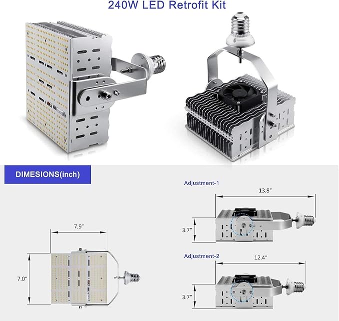 OPENLUX 240 watt LED Shoebox Retrofit Kits, 5700K LED Retrofit - Image 5