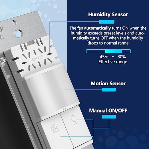 LIDER Humidity Sensor Switch and Motion Sensor Light Switch, PIR Sensor - Image 2