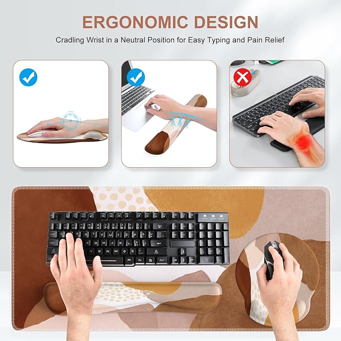 iCasso Desk Mat, Gaming Mouse Pad Wrist Support Set, XXL Large Mousepad + - Image 4