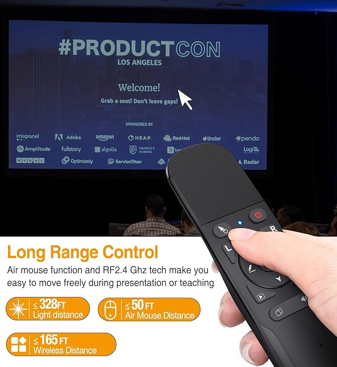 Presentation Remote with Air Mouse Function, Wireless Presenter Clicker RF - Image 6