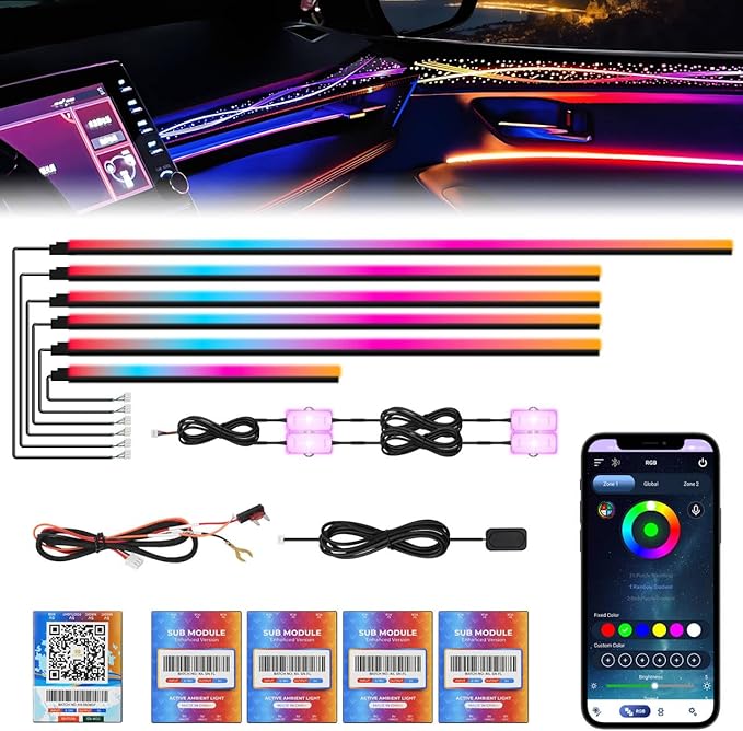 New Version Dreamcolor Acrylic Car Interior Lights 10 in 1 RGB LED Strip Lights by WEBUPAR
