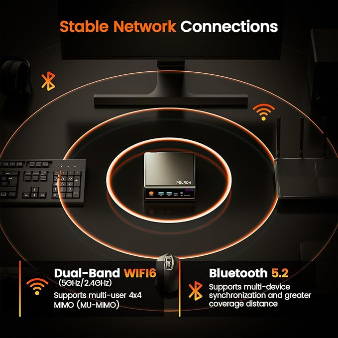 PELADN Ryzen Mini PC 5600H, 32GB Dual Channel RAM, 1TB PCIe3.0 SSD, 2.5“ SATA - Image 8