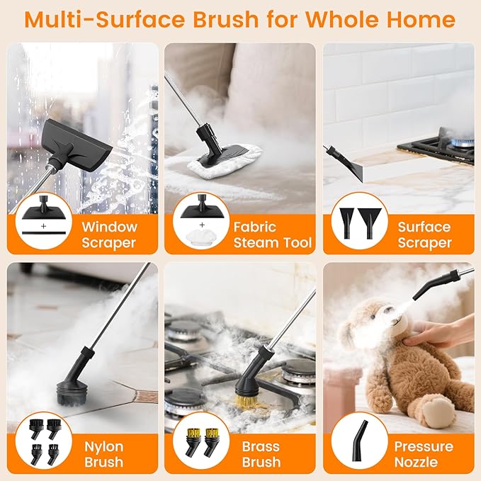 Pressurized Steam Cleaner, 3-Level Adjustable Handheld Steamer Cleaning - Image 7