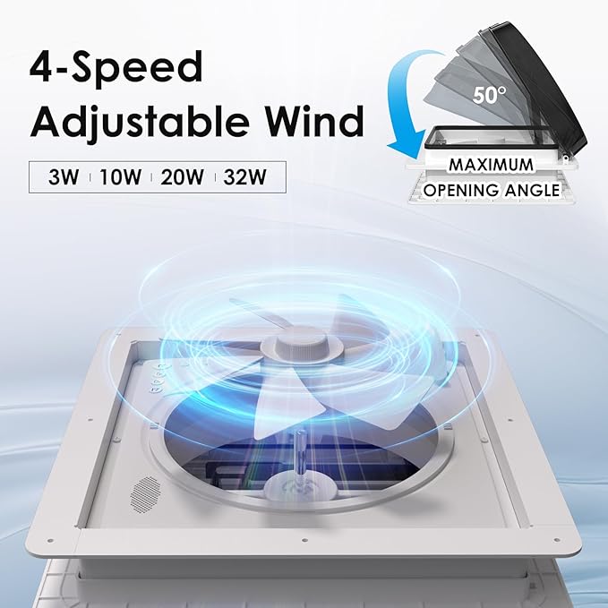 2012 Air Max RV Roof Vent Fan 14" x 14", Quiet 12V Motorhome Ventitaltion - Image 6