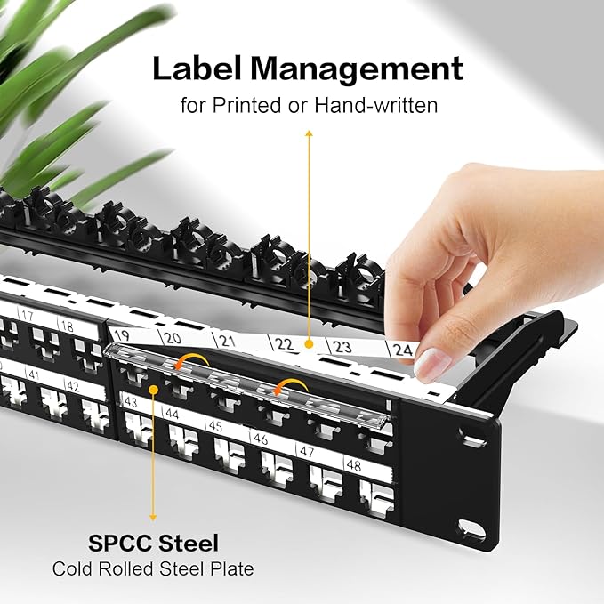 PBAEGAV 48 Port Patch Panel Blank UTP/STP 1U 19" Keystone Patch Panel - Image 7