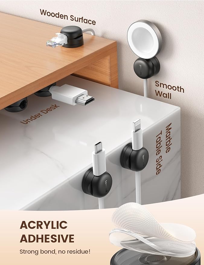 6Pack Rotatable Cord Organizer, Spring Cable Clips - Image 4