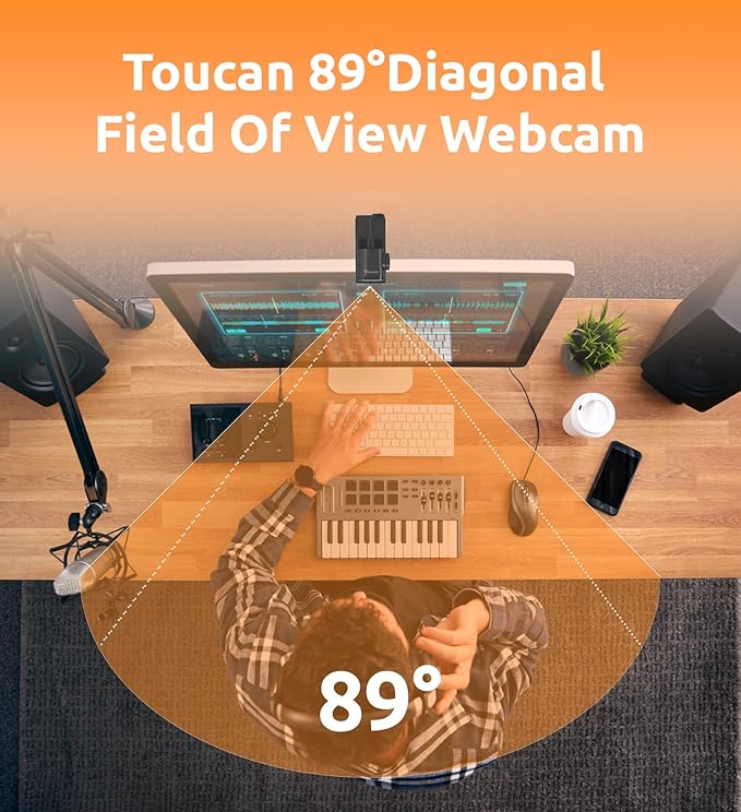 TOUCAN 1080P Webcam with Microphone, FHD Streaming Camera with 1080P/60fps - Image 4