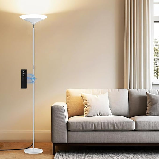 SIBRILLE White Torchiere Floor Lamp - 30W Dimmable LED Standing Lamp by SIBRILLE