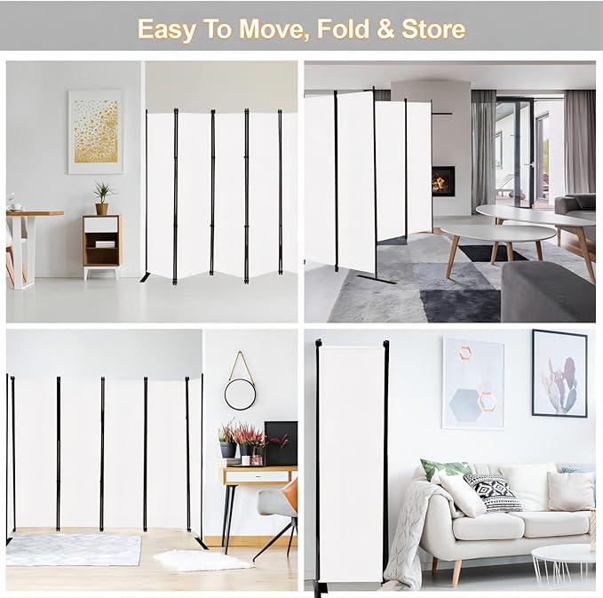 MAYOLIAH 6 Panel Folding Privacy Screen 9ft Wide, 6ft Tall Partition Room - Image 4
