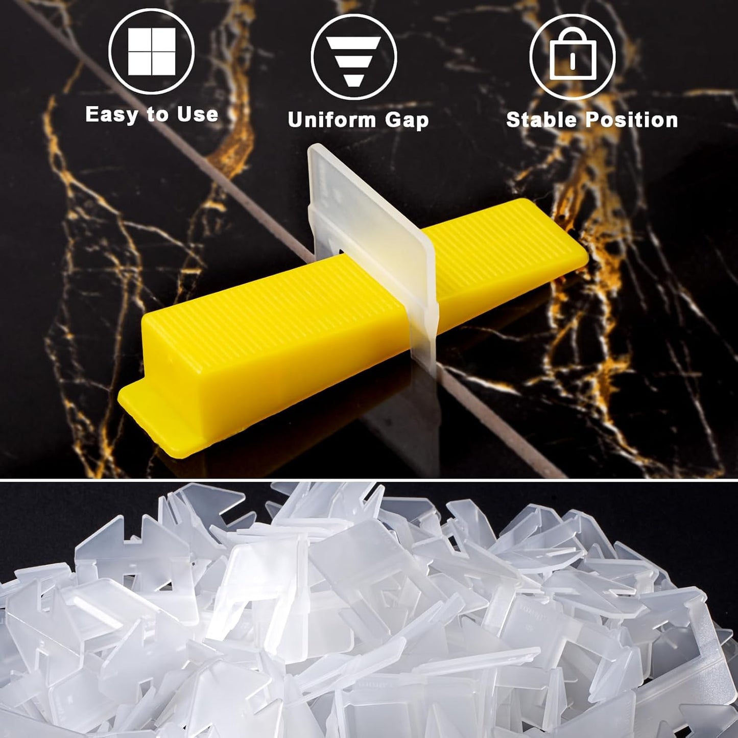Tile Leveling System Clips Tiles Leveler Spacers Tile Clips 1/16 inch Tile Spacer 6500 Piece and 16 oz Rubber Mallet Hammer .Tile Tools Set for Professional Ceramic and Stone Installation