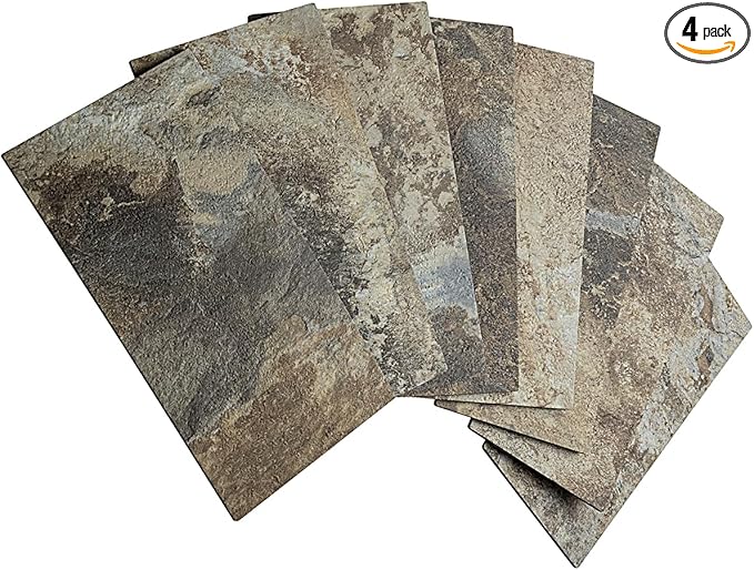 AULIGET 4-Piece Beige & Brown Slate Peel and Stick Backsplash Wall Tiles by AULIGET