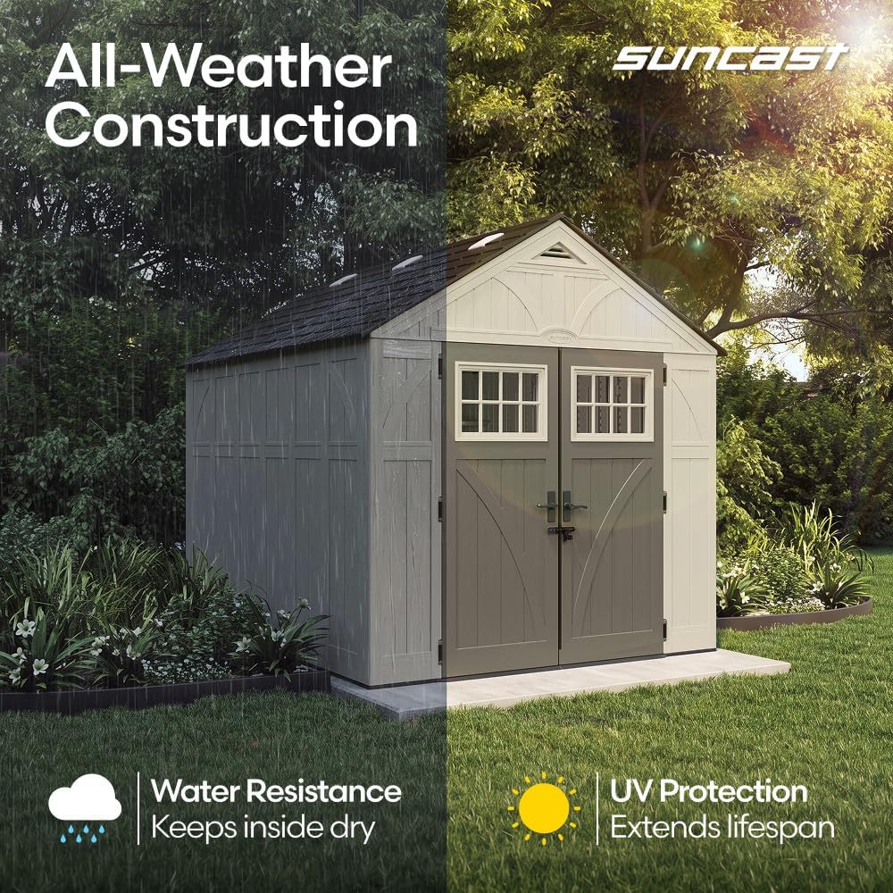 suncast 8x10 ft. outdoor storage shed - large, side view
