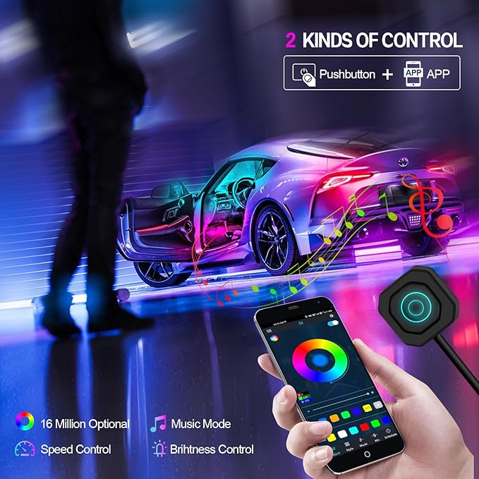 Dreamcolor Acrylic Interior Car Lights, WEBUPAR Car Accessories 2 in 1 Car LED - Image 3