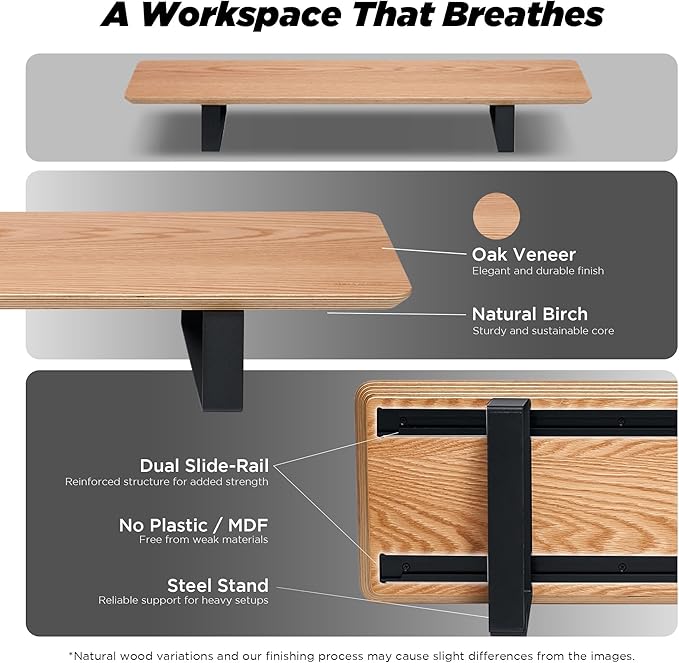 ULTRARM Moodular Wooden Monitor Stand 33.4” Desk Organizer - Image 3