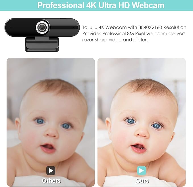 UHD 4K Webcam with Microphone: 8MP USB Computer Web Camera with Privacy Shutter - Image 2