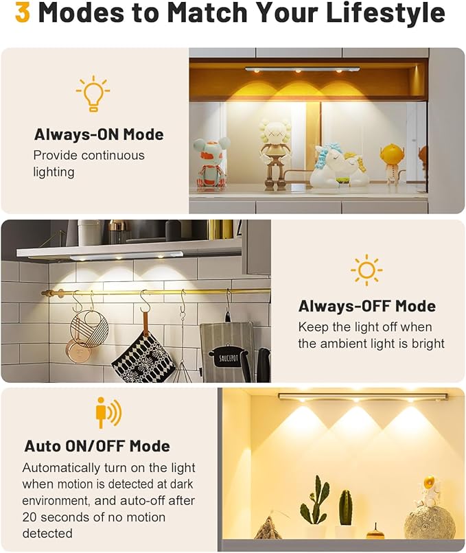 Pak Under Cabinet Lights, Rechargeable Motion Sensor Light Indoor, Wireless and - Image 3