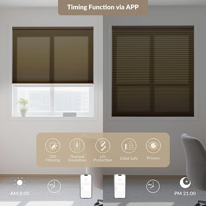 Boolegon No Drill Motorized Cellular Blinds - Image 4