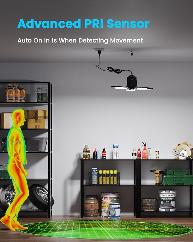 Kryoza Motion Sensor Garage Light Plug-in 80W 8000LM, Motion Activated Led Shop - Image 3