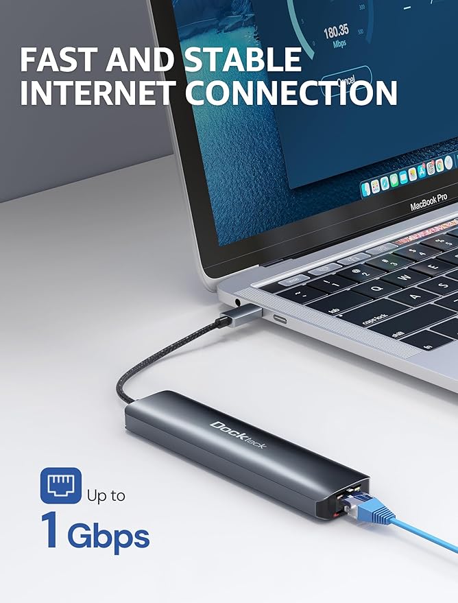 dockteck 7-in-1 USB C Hub with 4K 60Hz HDMI, 1Gbps Ethernet, 100W Power Delivery - Image 5