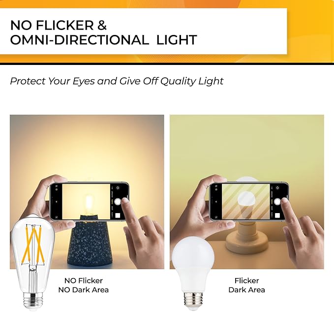 Hizashi Vintage Edison Bulb Dimmable, 6W Equivalent 60W, E26 Base LED Light Bulb - Image 4
